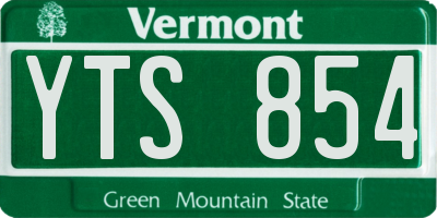 VT license plate YTS854