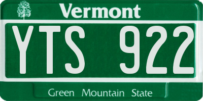 VT license plate YTS922
