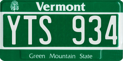 VT license plate YTS934