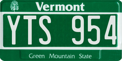 VT license plate YTS954