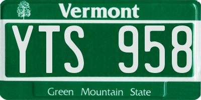 VT license plate YTS958