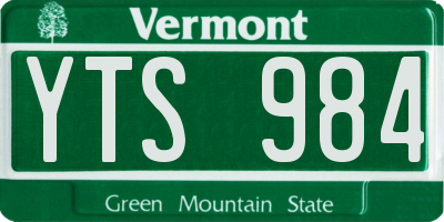 VT license plate YTS984