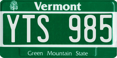 VT license plate YTS985