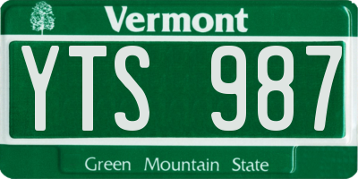 VT license plate YTS987