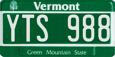 VT license plate YTS988