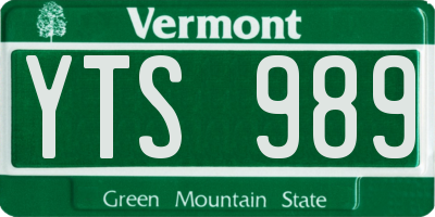 VT license plate YTS989