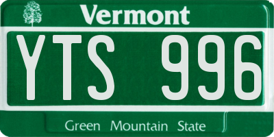 VT license plate YTS996