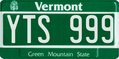 VT license plate YTS999