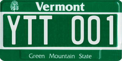 VT license plate YTT001
