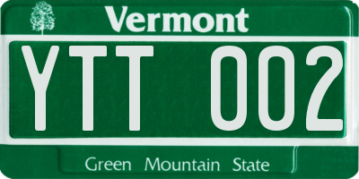 VT license plate YTT002