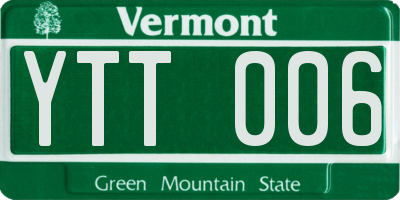 VT license plate YTT006