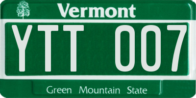 VT license plate YTT007