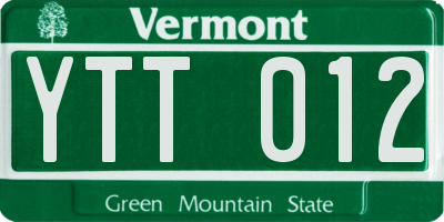 VT license plate YTT012