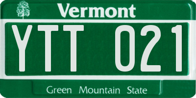 VT license plate YTT021