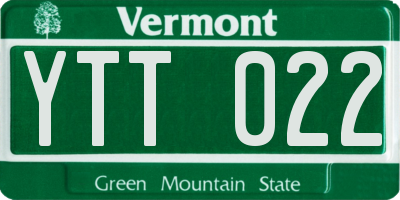 VT license plate YTT022