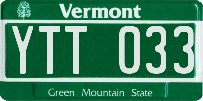 VT license plate YTT033