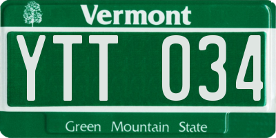 VT license plate YTT034