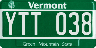 VT license plate YTT038