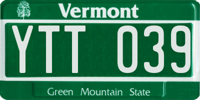 VT license plate YTT039