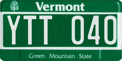 VT license plate YTT040