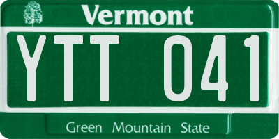 VT license plate YTT041