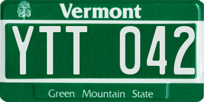 VT license plate YTT042