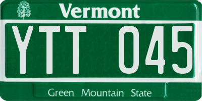 VT license plate YTT045