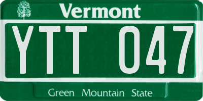 VT license plate YTT047