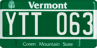 VT license plate YTT063