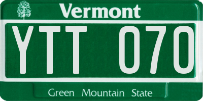 VT license plate YTT070