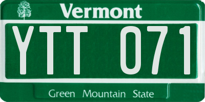 VT license plate YTT071
