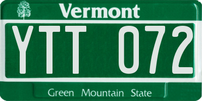 VT license plate YTT072