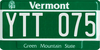 VT license plate YTT075