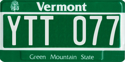 VT license plate YTT077