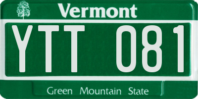 VT license plate YTT081