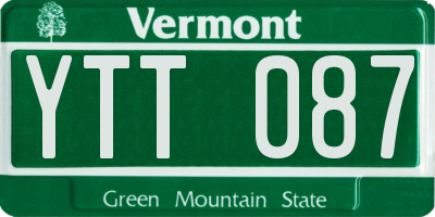 VT license plate YTT087