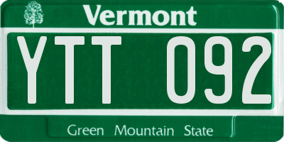 VT license plate YTT092