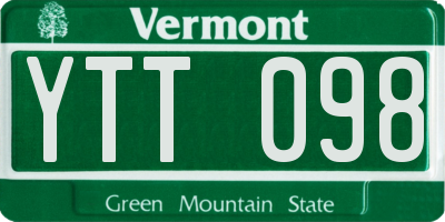 VT license plate YTT098