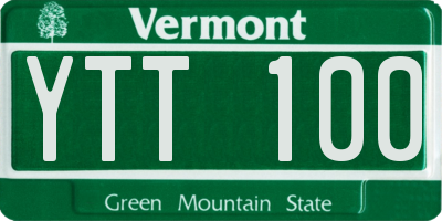 VT license plate YTT100