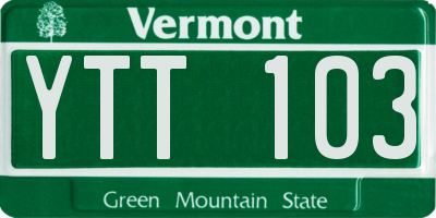 VT license plate YTT103