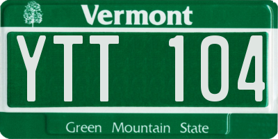 VT license plate YTT104