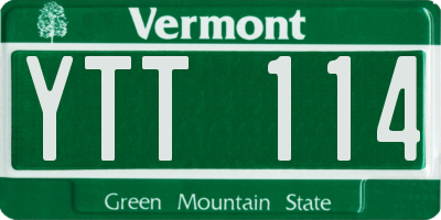 VT license plate YTT114