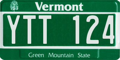 VT license plate YTT124