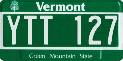 VT license plate YTT127