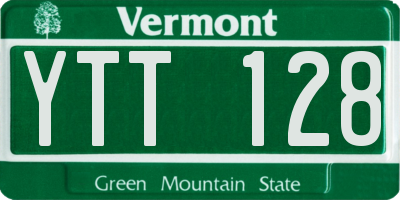 VT license plate YTT128