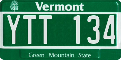 VT license plate YTT134