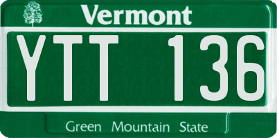 VT license plate YTT136