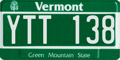 VT license plate YTT138