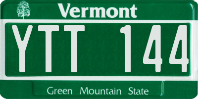 VT license plate YTT144