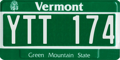 VT license plate YTT174